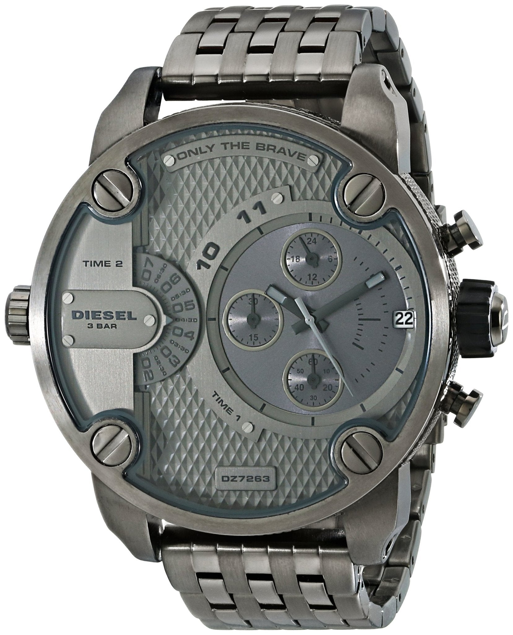 Diesel DZ7263 Little Daddy Dual Time Chronograph Men's Watch – Grey Dial & Stainless Steel Strap