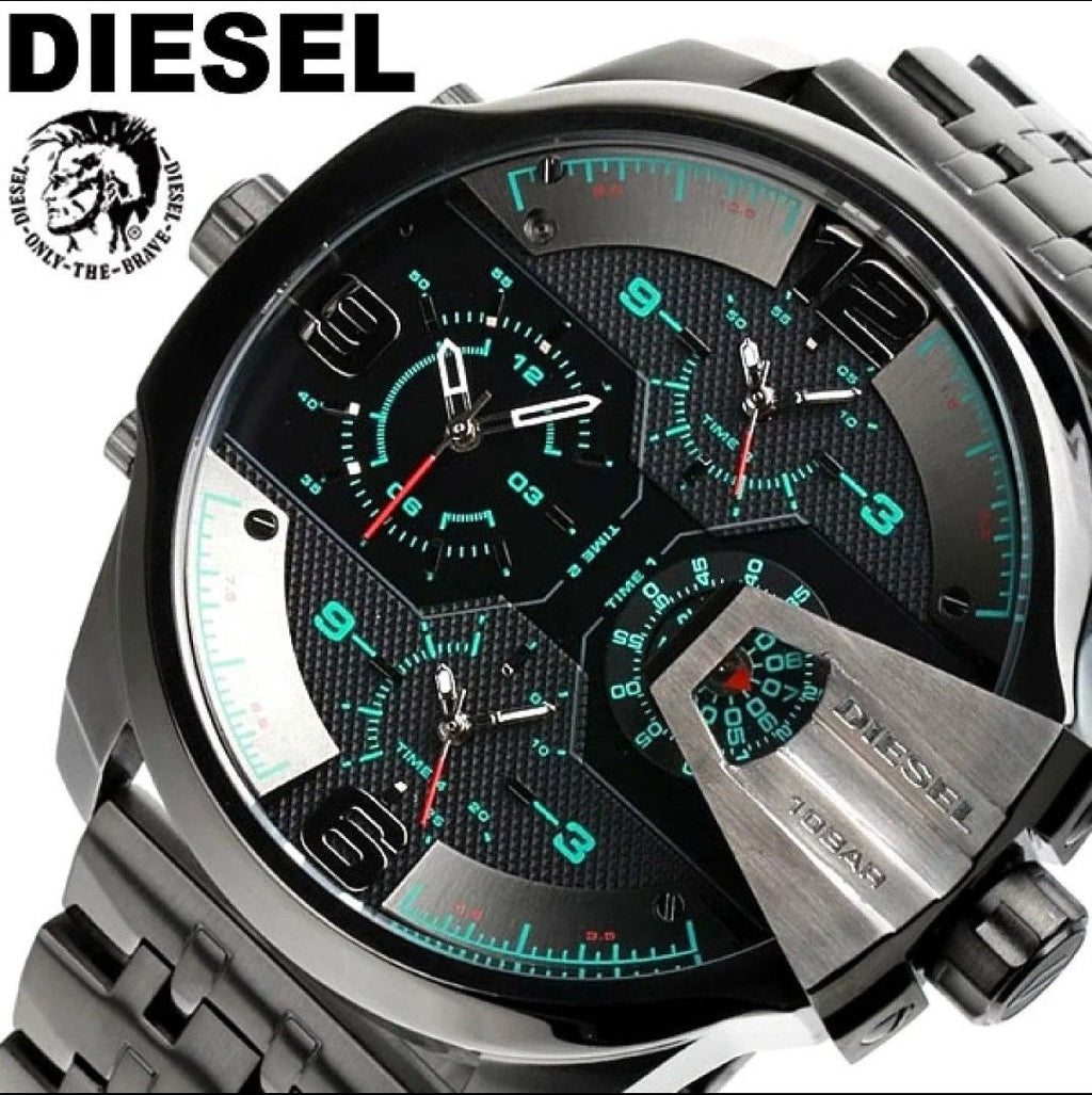 Diesel DZ7372 Uber Chief Chronograph Men's Watch – Black Dial & Grey Stainless Steel Strap